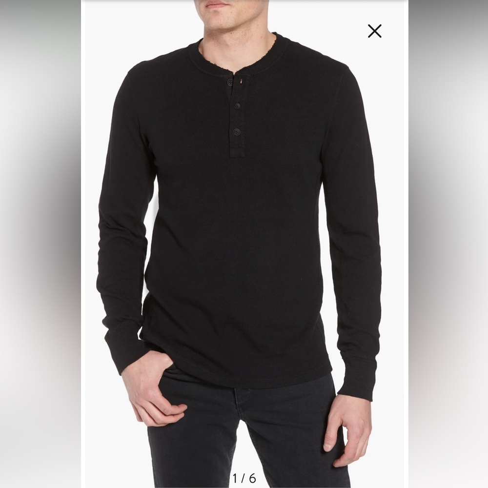 Rag & Bone Men's 100% Cotton Charcoal Gray Henley Shirt- Size S